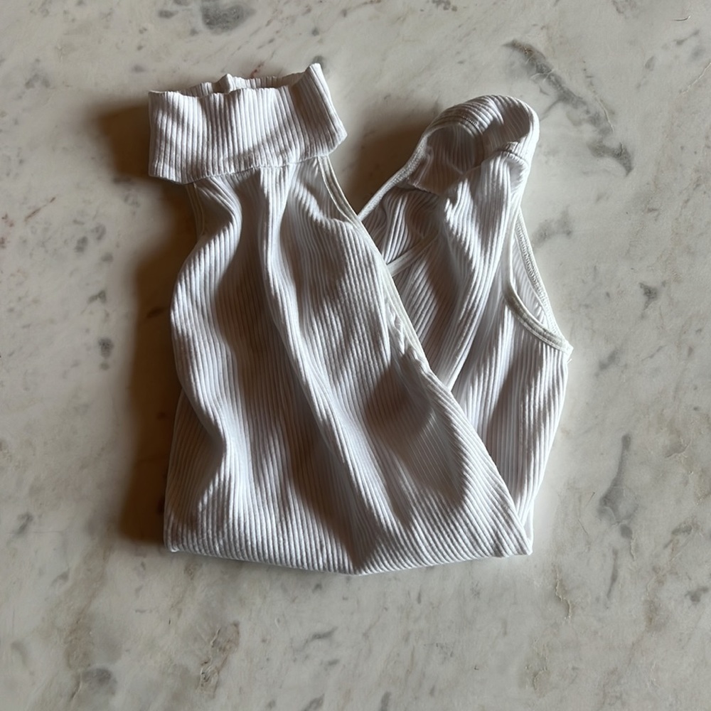 White backless halter bodysuit